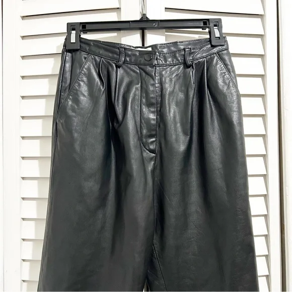 Vintage 100% Black Leather Lord & Taylor High Rise Tapered Pants - Picture 3 of 8